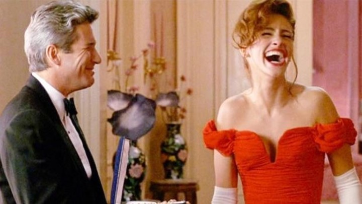 Richard Gere y Julia Roberts, en "Mujer bonita", película que se vio por Telefe.