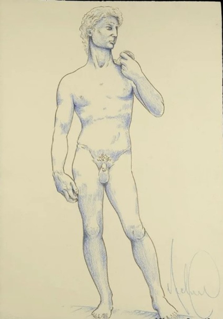 El David de Miguel Angel, dibujado por Michael Jackson.