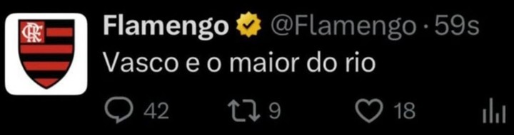 Posteo en la cuenta oficial X de Flamengo afirmando que “Vasco es el más grande de Río”.