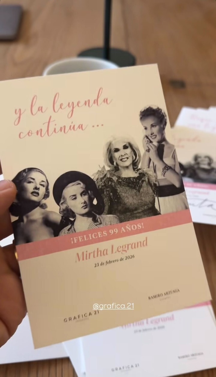 La invitación para el cumpleaños de Mirtha Legrand. Foto: Instagram