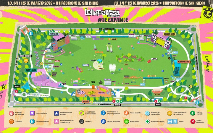 Mapa Lollapalooza 2026.