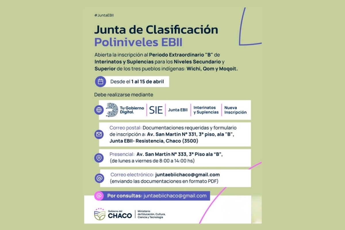 DOCENTES DE PUEBLOS ORIGINARIOS: ABREN INSCRIPCIÓN A INTERINATOS Y SUPLENCIAS EN SECUNDARIA Y SUPERIOR