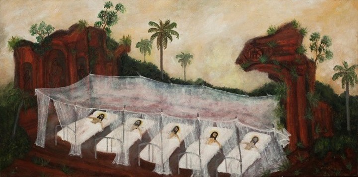 Santiago García Sáenz. "Cristos enfermos en las ruinas jesuíticas". Serie Cristo en los enfermos (1994). Colección privada. ©The Estate of Santiago García Sáenz. Fotografía Ignacio Iasparra. Cortesía Hache galería.