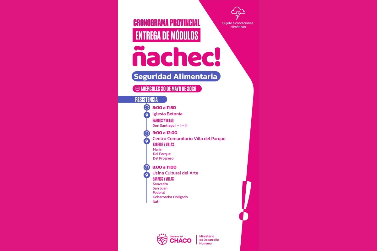 PROGRAMA ÑACHEC: ESTE MIÉRCOLES CONTINÚA LA ENTREGA DE MÓDULOS ALIMENTARIOS EN DISTINTOS BARRIOS DE RESISTENCIA