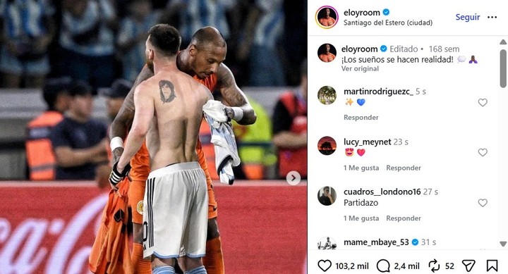 El posteo de Eloy Room con Messi (Instagram).