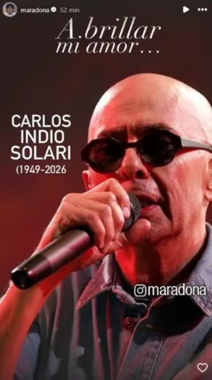 La historia que fue subida en la cuenta de Instagram de Maradona para recordar al Indio Solari.