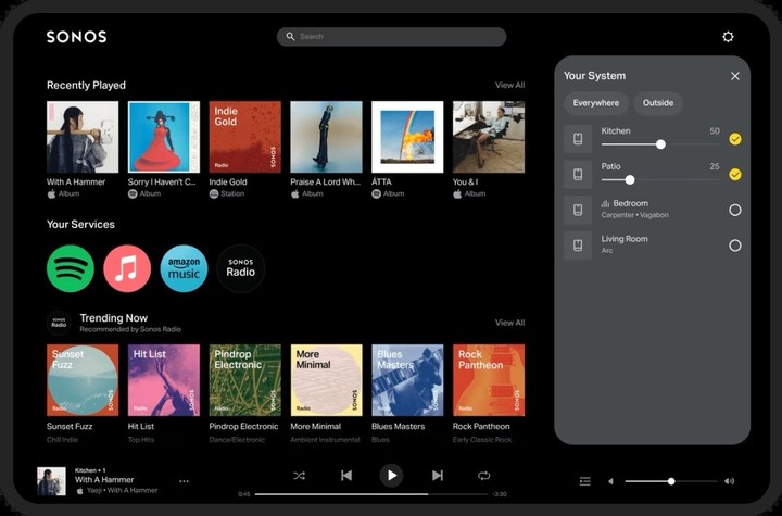 Sonos Play, la versión de la app para tabletas.